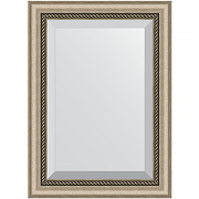 Зеркало Evoform Exclusive 73х53 BY 1122 с фацетом в багетной раме - Состаренное серебро с плетением 70 мм
