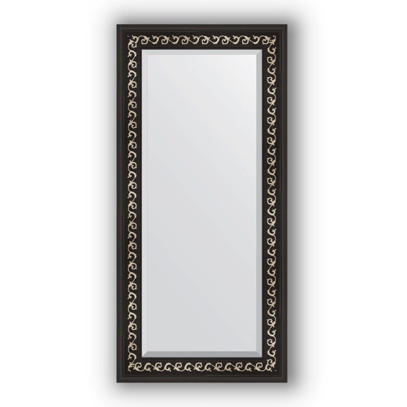 зеркало напольное с гравировкой в багетной раме evoform черный ардеко 81 мм 110x199 см Зеркало Evoform Exclusive 115х55 Черный ардеко