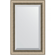 Зеркало Evoform Exclusive 83х53 BY 1132 с фацетом в багетной раме - Состаренное серебро с плетением 70 мм