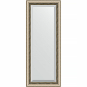 Зеркало Evoform Exclusive 133х53 BY 1152 с фацетом в багетной раме - Состаренное серебро с плетением 70 мм