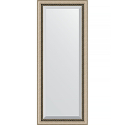 Зеркало Evoform Exclusive 143х58 BY 1162 с фацетом в багетной раме - Состаренное серебро с плетением 70 мм