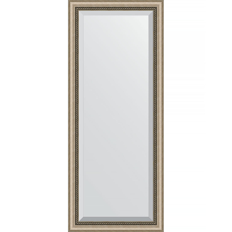 цена Зеркало Evoform Exclusive 153х63 BY 1182 с фацетом в багетной раме - Состаренное серебро с плетением 70 мм
