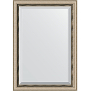 Зеркало Evoform Exclusive 103х73 BY 1192 с фацетом в багетной раме - Состаренное серебро с плетением 70 мм