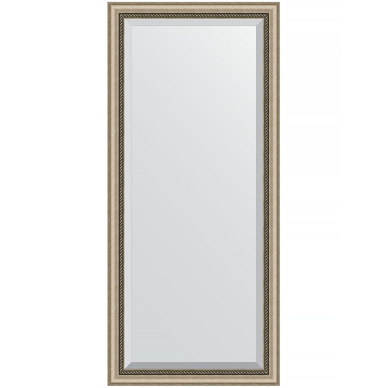 Зеркало Evoform Exclusive 163х73 BY 1202 с фацетом в багетной раме - Состаренное серебро с плетением 70 мм