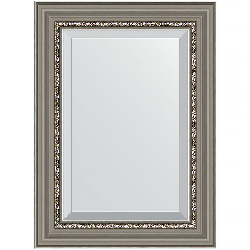 Зеркало Evoform Exclusive 76х56 BY 1227 с фацетом в багетной раме - Римское серебро 88 мм зеркало с гравировкой в багетной раме evoform римское серебро 88 мм 66x156 см