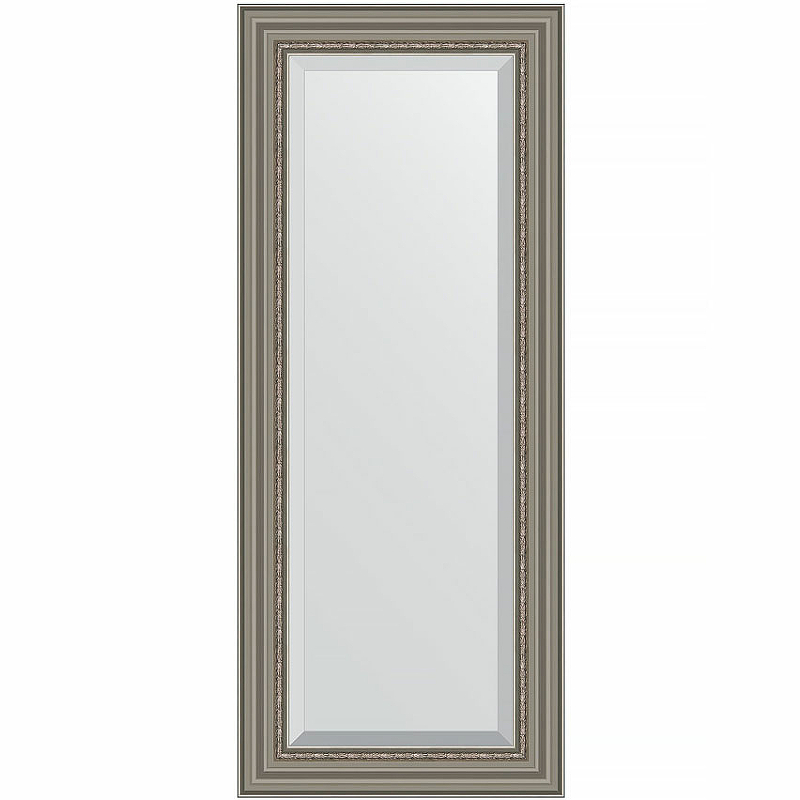 Зеркало Evoform Exclusive 136х56 BY 1257 с фацетом в багетной раме - Римское серебро 88 мм зеркало с гравировкой в багетной раме evoform римское серебро 88 мм 66x156 см