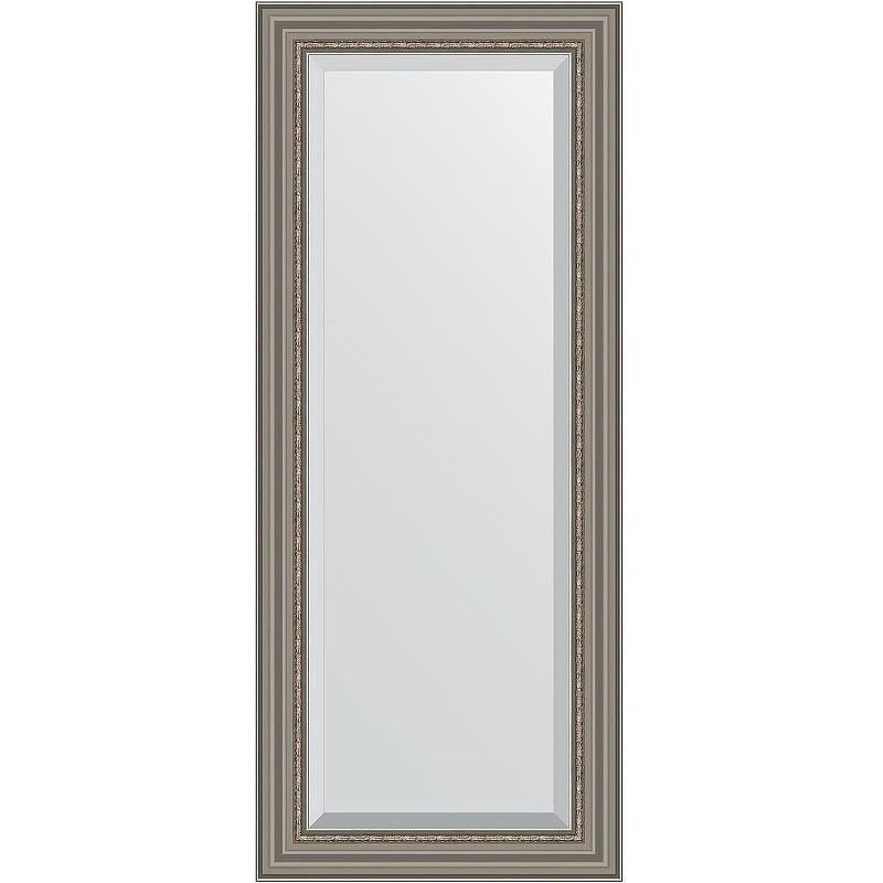 Зеркало Evoform Exclusive 146х61 BY 1267 с фацетом в багетной раме - Римское серебро 88 мм зеркало с гравировкой в багетной раме evoform римское серебро 88 мм 66x156 см