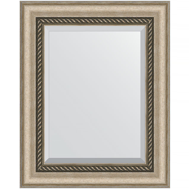 Зеркало Evoform Exclusive 53х43 BY 1354 с фацетом в багетной раме - Состаренное серебро с плетением 70 мм
