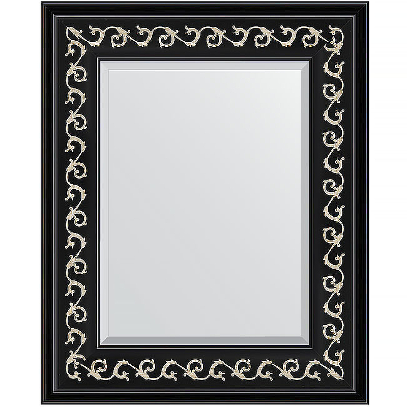 Зеркало Evoform Exclusive 55х45 BY 1357 с фацетом в багетной раме - Черный ардеко 81 мм зеркало evoform exclusive 115х55 черный ардеко