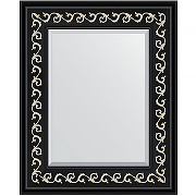 Зеркало Evoform Exclusive 55х45 BY 1357 с фацетом в багетной раме - Черный ардеко 81 мм