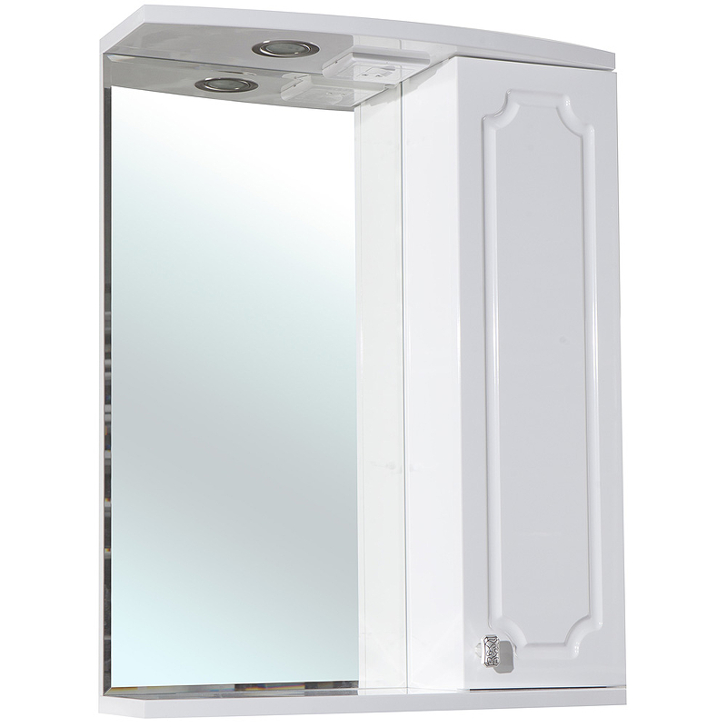 зеркало 85х95 см белый глянец bellezza кантри 4619914000011 Зеркало со шкафом Bellezza Кантри 55 с подсветкой R Белое