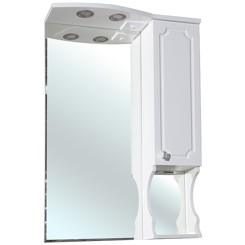 зеркало со шкафом mixline прометей 65 r 524714 с подсветкой белое Зеркало со шкафом Bellezza Кантри 65 с подсветкой R Белое