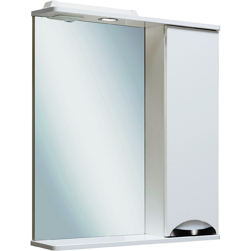 Зеркало со шкафом Runo Барселона 65 R 00000001036 с подсветкой Белое зеркало со шкафом runo стиль 75 r 00000001128 с подсветкой белое