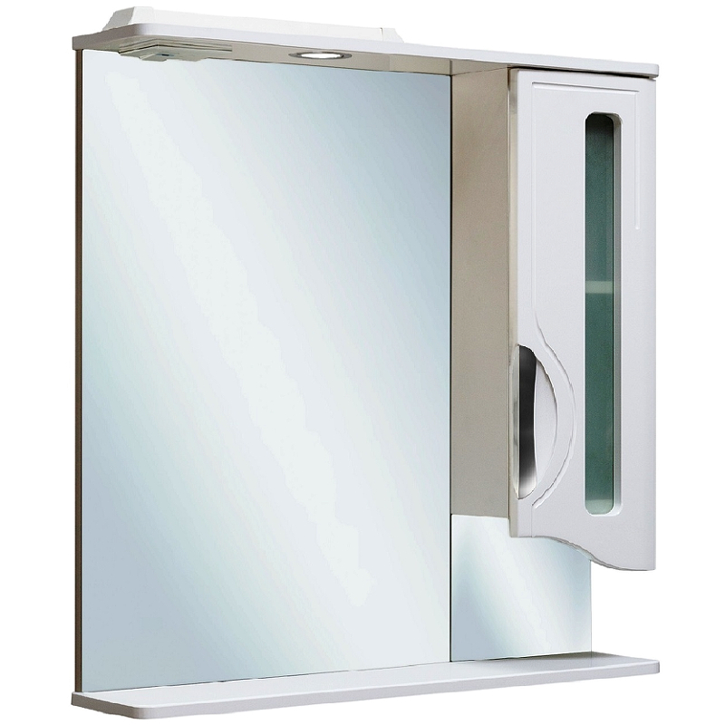 Зеркало со шкафом Runo Толедо 75 R 00000001041 с подсветкой Белое зеркало со шкафом dorff comfort 75 r m97mpr0751wg с подсветкой белое