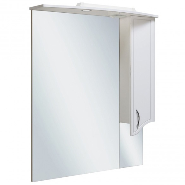 Зеркало со шкафом Runo Севилья 75 R 00000000002 с подсветкой Белое зеркало со шкафом dorff comfort 75 r m97mpr0751wg с подсветкой белое