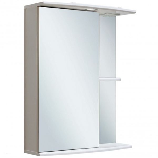Зеркальный шкаф Runo Николь 55 L 00000000037 с подсветкой Белый зеркальный шкаф санта лира 55 с подсветкой белый