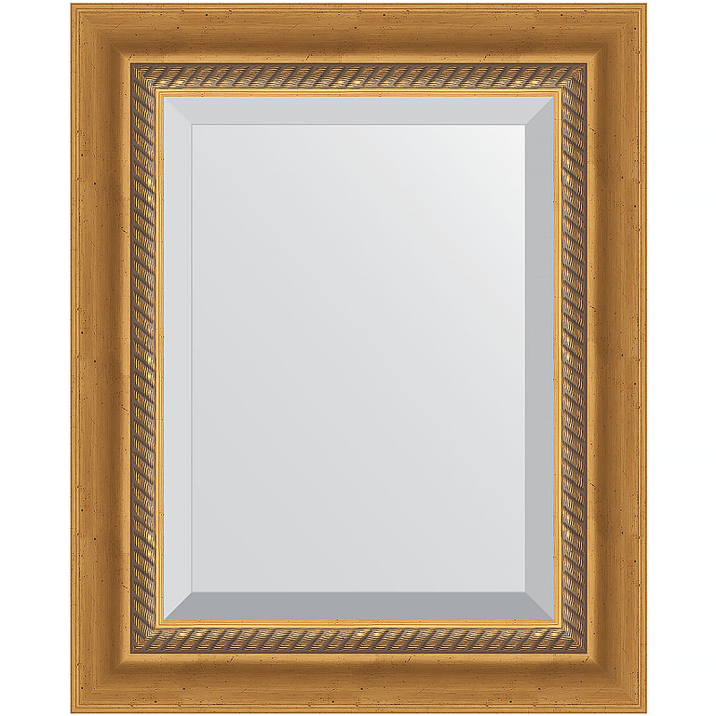 Зеркало Evoform Exclusive 53х43 BY 3353 с фацетом в багетной раме - Состаренное золото с плетением 70 мм