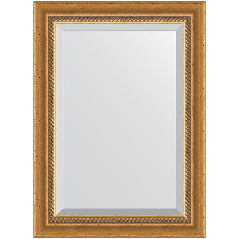 Зеркало Evoform Exclusive 73х53 BY 3379 с фацетом в багетной раме - Состаренное золото с плетением 70 мм