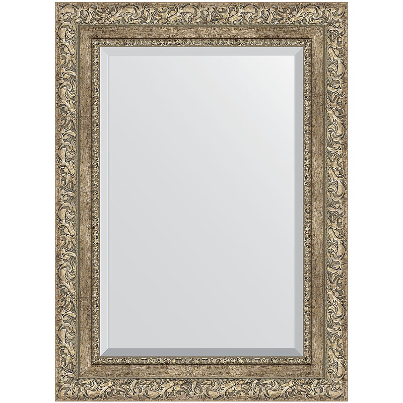 Зеркало Evoform Exclusive 75х55 BY 3383 с фацетом в багетной раме - Виньетка античное серебро 85 мм зеркало с гравировкой в багетной раме evoform виньетка античное серебро 85 мм 65x155 см
