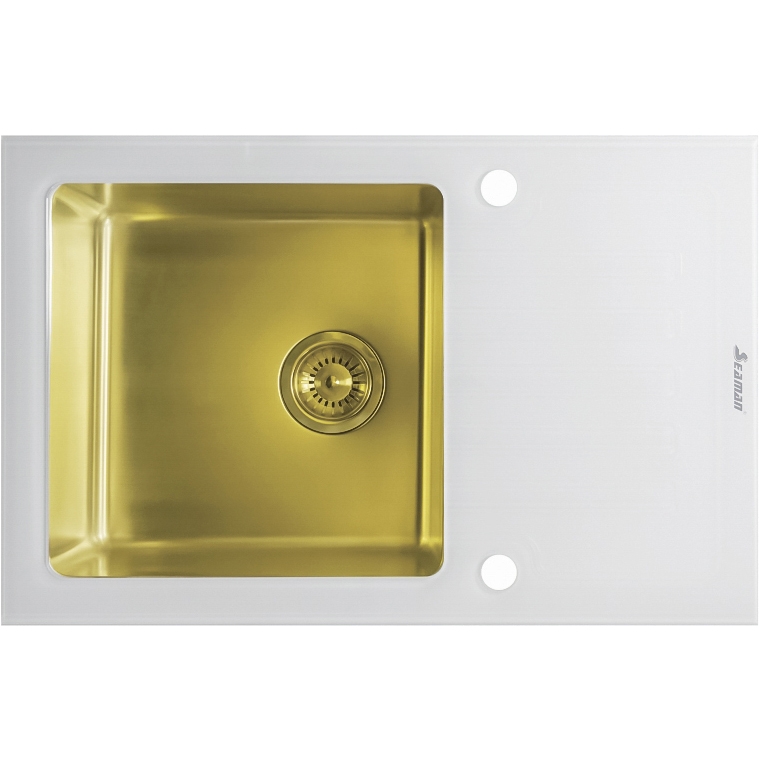 Кухонная мойка Seaman Eco Glass SMG-780W-Gold.B Золотая кухонная мойка seaman eco glass smg 730w b нержавеющая сталь