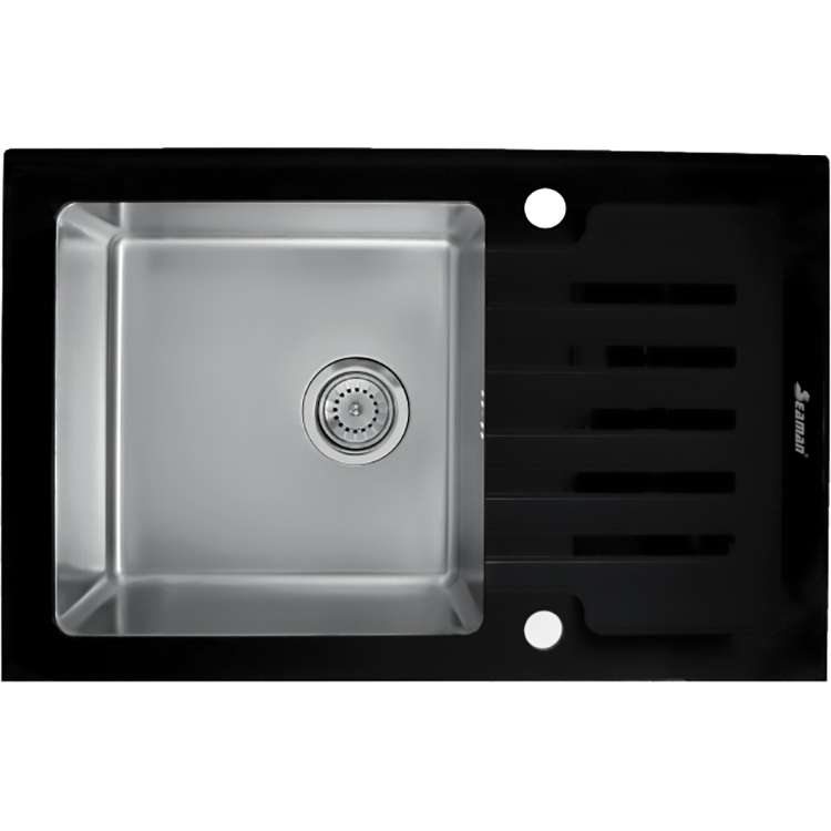 Кухонная мойка Seaman Eco Glass SMG-780B.B Нержавеющая сталь цена и фото