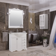 Комплект мебели для ванной Opadiris Клио 80 Белый матовый со светильником Рустика Хром-1