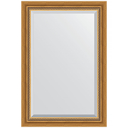 Зеркало Evoform Exclusive 93х63 BY 3431 с фацетом в багетной раме - Состаренное золото с плетением 70 мм
