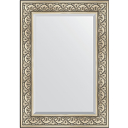 Зеркало Evoform Exclusive 100х70 BY 3450 с фацетом в багетной раме - Барокко серебро 106 мм