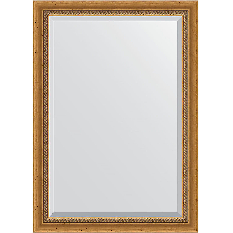 Зеркало Evoform Exclusive 103х73 BY 3457 с фацетом в багетной раме - Состаренное золото с плетением 70 мм