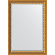 Зеркало Evoform Exclusive 103х73 BY 3457 с фацетом в багетной раме - Состаренное золото с плетением 70 мм