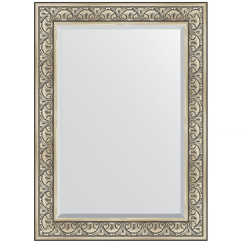 Зеркало Evoform Exclusive 110х80 BY 3476 с фацетом в багетной раме - Барокко серебро 106 мм