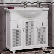 Комплект мебели для ванной Opadiris Тибет 80 с решеткой Белый матовый со светильником Рустика Хром-1