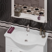 Комплект мебели для ванной Opadiris Тибет 80 с решеткой Белый матовый со светильником Рустика Хром-3