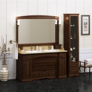 Комплект мебели для ванной Opadiris Лучия 150 Орех антикварный со светильником Рустика Бронза-4