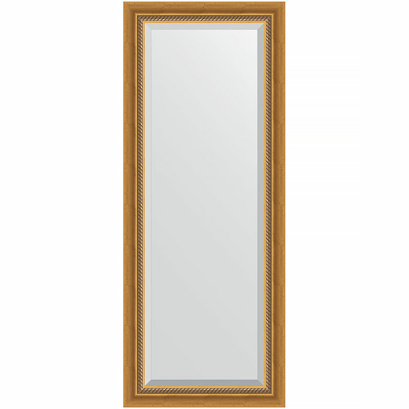 Зеркало Evoform Exclusive 133х53 BY 3509 с фацетом в багетной раме - Состаренное золото с плетением 70 мм