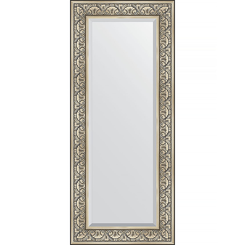 Зеркало Evoform Exclusive 140х60 BY 3528 с фацетом в багетной раме - Барокко серебро 106 мм