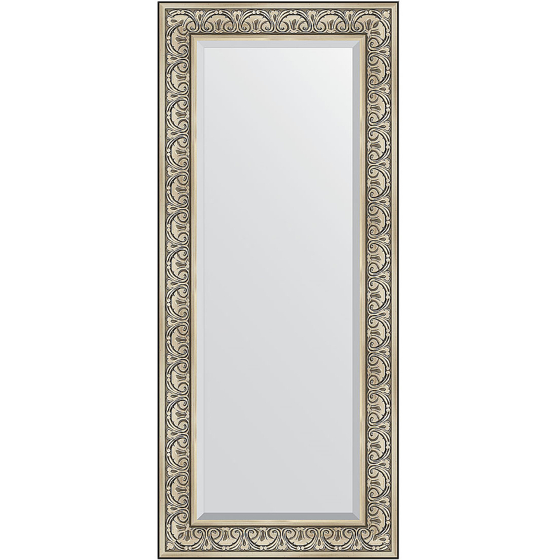 Зеркало Evoform Exclusive 150х65 BY 3554 с фацетом в багетной раме - Барокко серебро 106 мм зеркало evoform exclusive 150х65 барокко золото