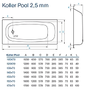 Стальная ванна Koller Pool 105x70E B15E1200E без антискользящего покрытия-2