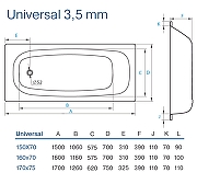Стальная ванна Koller Pool Universal 150x70 B50HAH00E с антискользящим покрытием-3