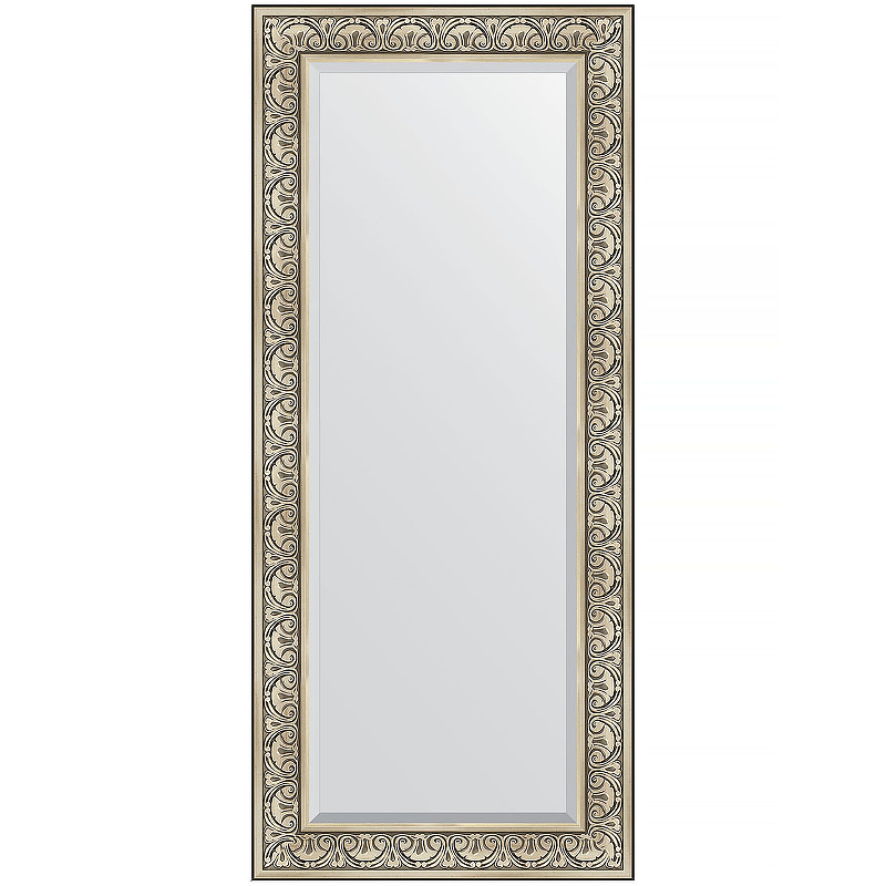 Зеркало Evoform Exclusive 160х70 BY 3580 с фацетом в багетной раме - Барокко серебро 106 мм