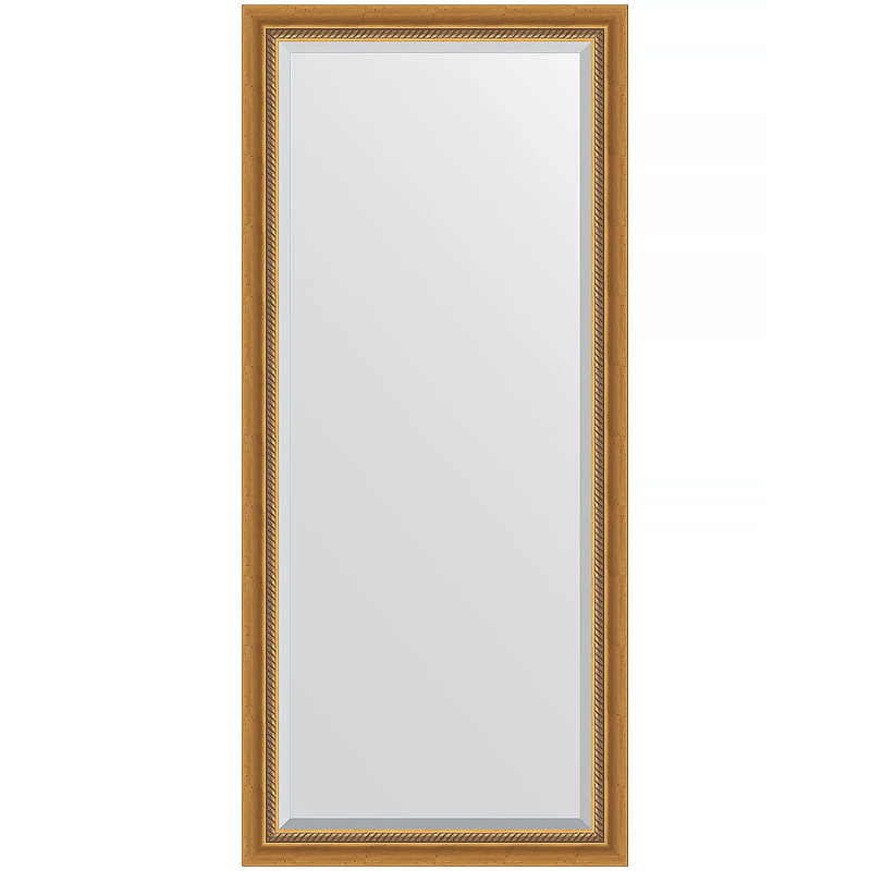 Зеркало Evoform Exclusive 163х73 BY 3587 с фацетом в багетной раме - Состаренное золото с плетением 70 мм