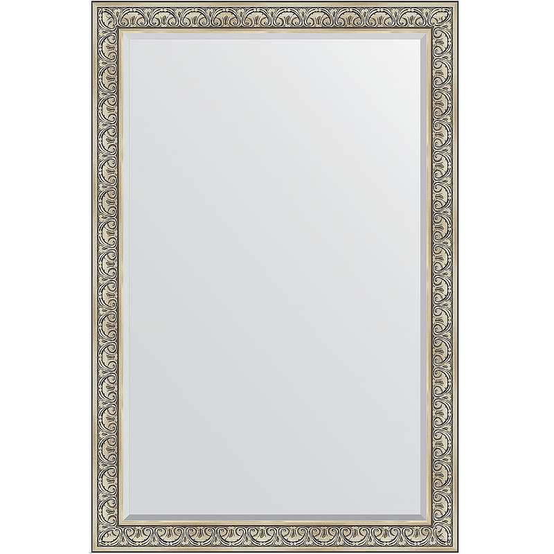 Зеркало Evoform Exclusive 180х120 BY 3632 с фацетом в багетной раме - Барокко серебро 106 мм зеркало с фацетом в багетной раме барокко серебро 106 мм 120 х 180 см evoform