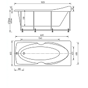 Акриловая ванна Aquatek Европа 180х80 EVR180-0000041 без гидромассажа с фронтальной панелью с каркасом (вклеенный) со слив-переливом (слева)-3