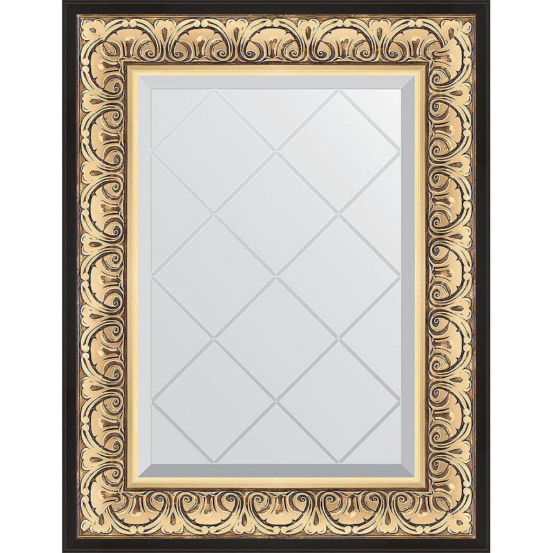 Зеркало Evoform Exclusive-G 77х60 BY 4036 с гравировкой в багетной раме - Барокко золото 106 мм