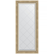 Зеркало Evoform Exclusive-G 123х53 BY 4046 с гравировкой в багетной раме - Состаренное серебро с плетением 70 мм