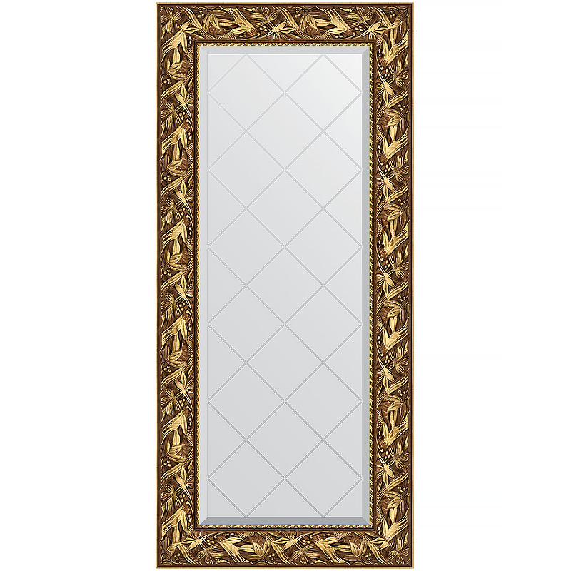 Зеркало Evoform Exclusive-G 128х59 BY 4070 с гравировкой в багетной раме - Византия золото 99 мм