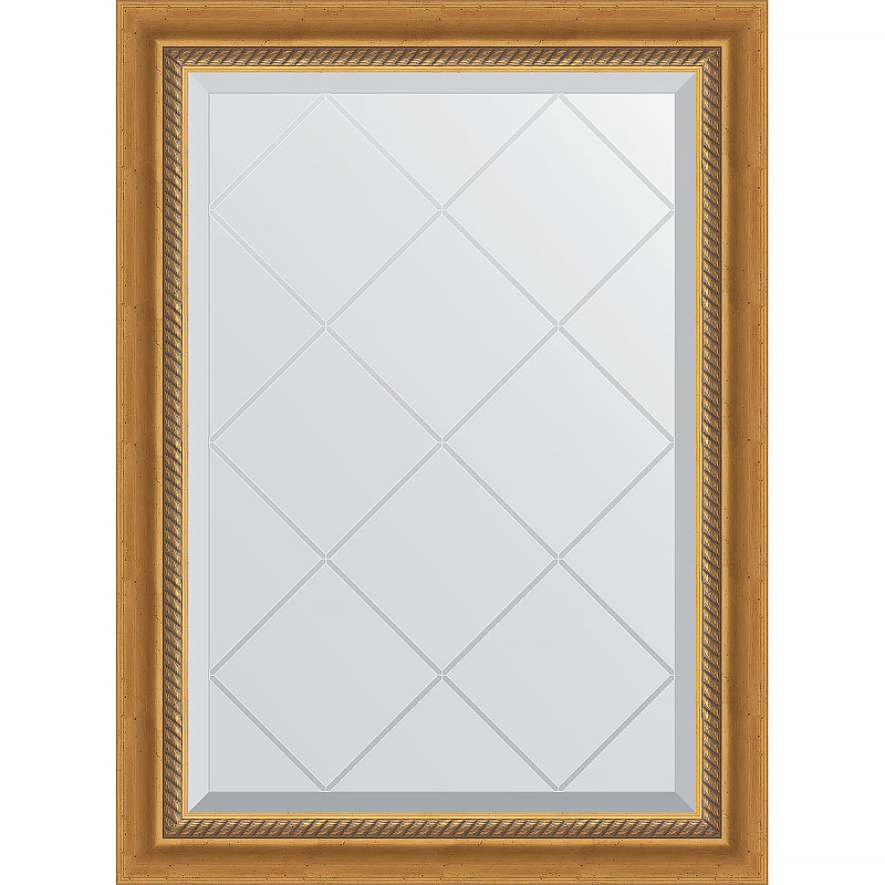 Зеркало Evoform Exclusive-G 86х63 BY 4088 с гравировкой в багетной раме - Состаренное золото с плетением 70 мм