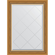 Зеркало Evoform Exclusive-G 86х63 BY 4088 с гравировкой в багетной раме - Состаренное золото с плетением 70 мм