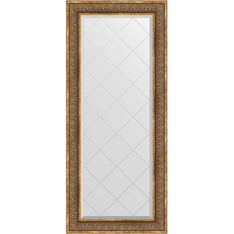 Зеркало Evoform Exclusive-G 159х69 BY 4163 с гравировкой в багетной раме - Вензель бронзовый 101 мм