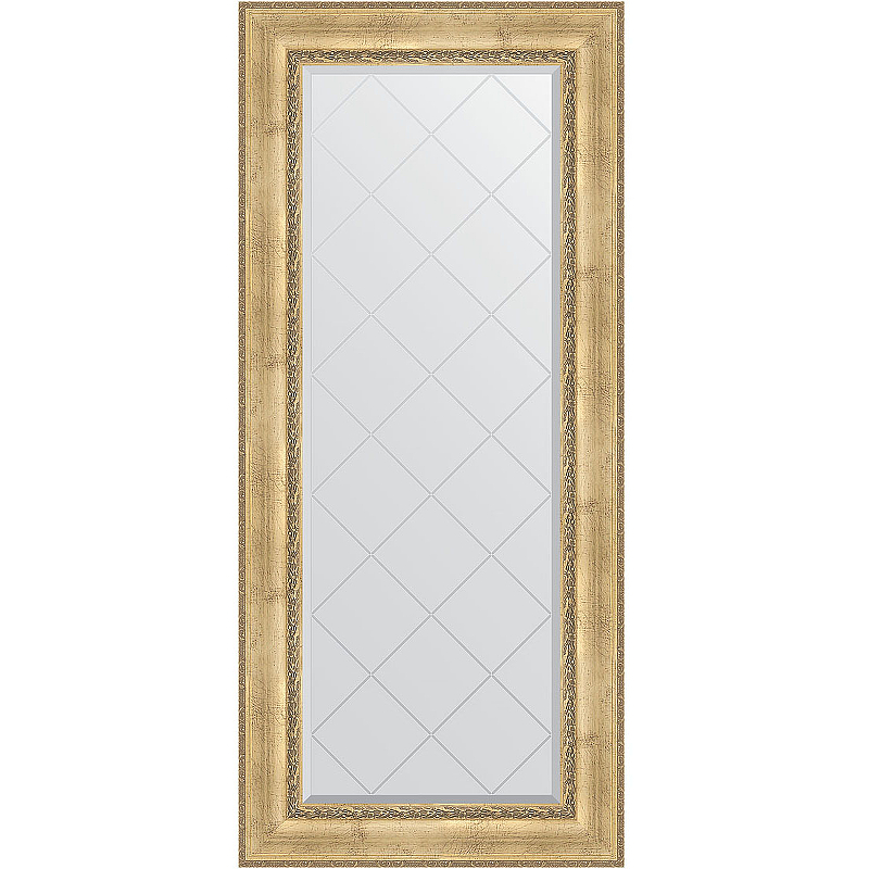 Зеркало Evoform Exclusive-G 162х72 BY 4170 с гравировкой в багетной раме - Состаренное серебро с орнаментом 120 мм